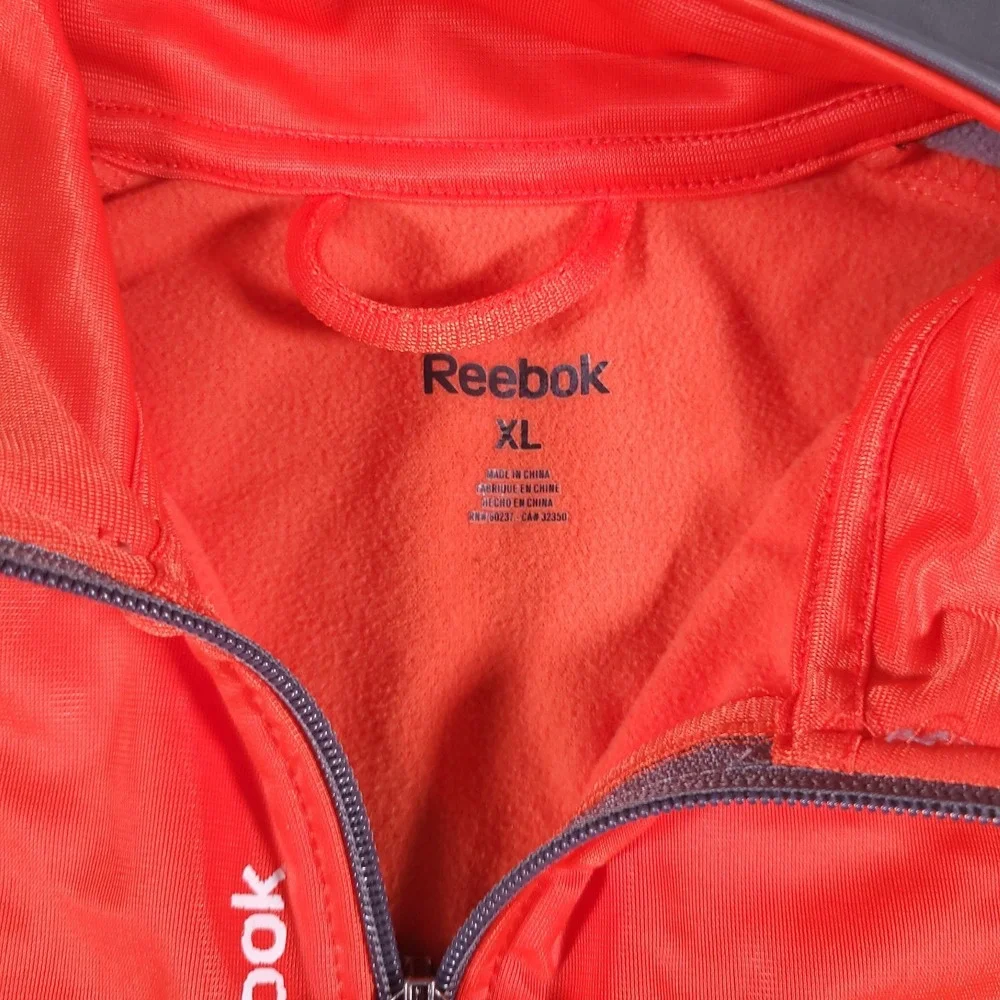 Reebok Track Jacket Kids XL Orange Gray Full Zip Long Sleeve Boys Youth‎